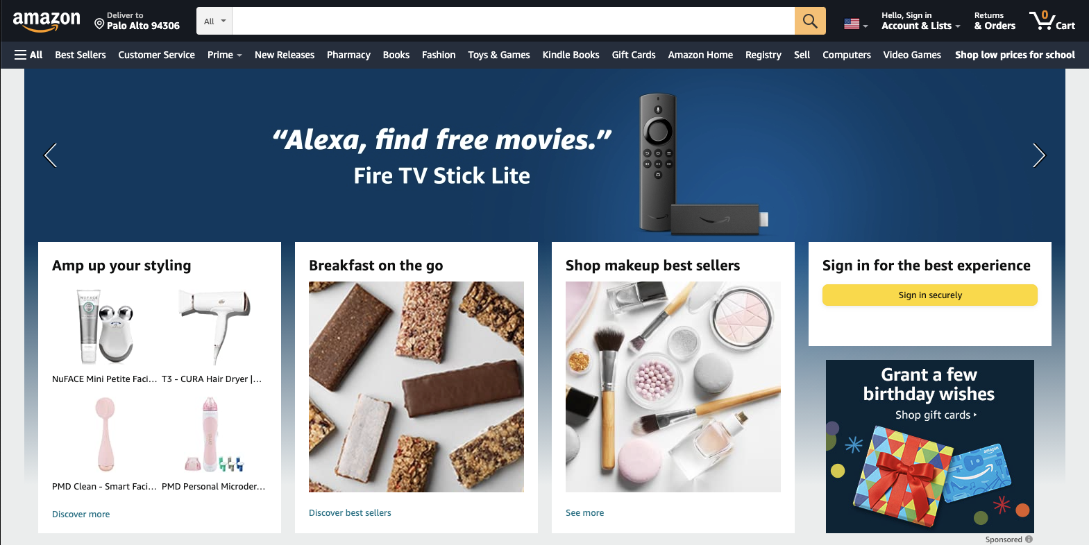 Visit Amazon Home page